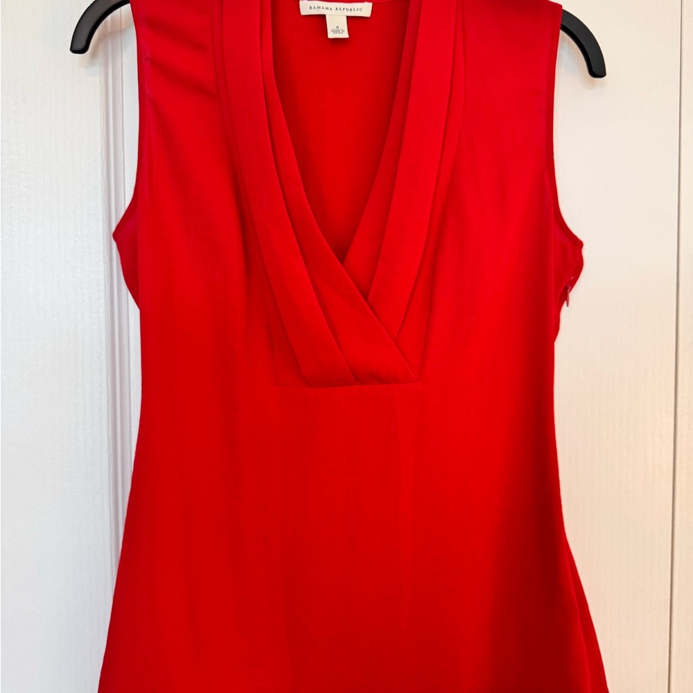 Banana Republic Bold Red V-Neck Blouse